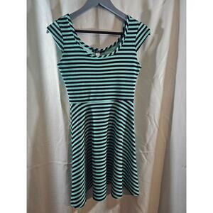 Myth Dress Striped Mint Green and Black size Small